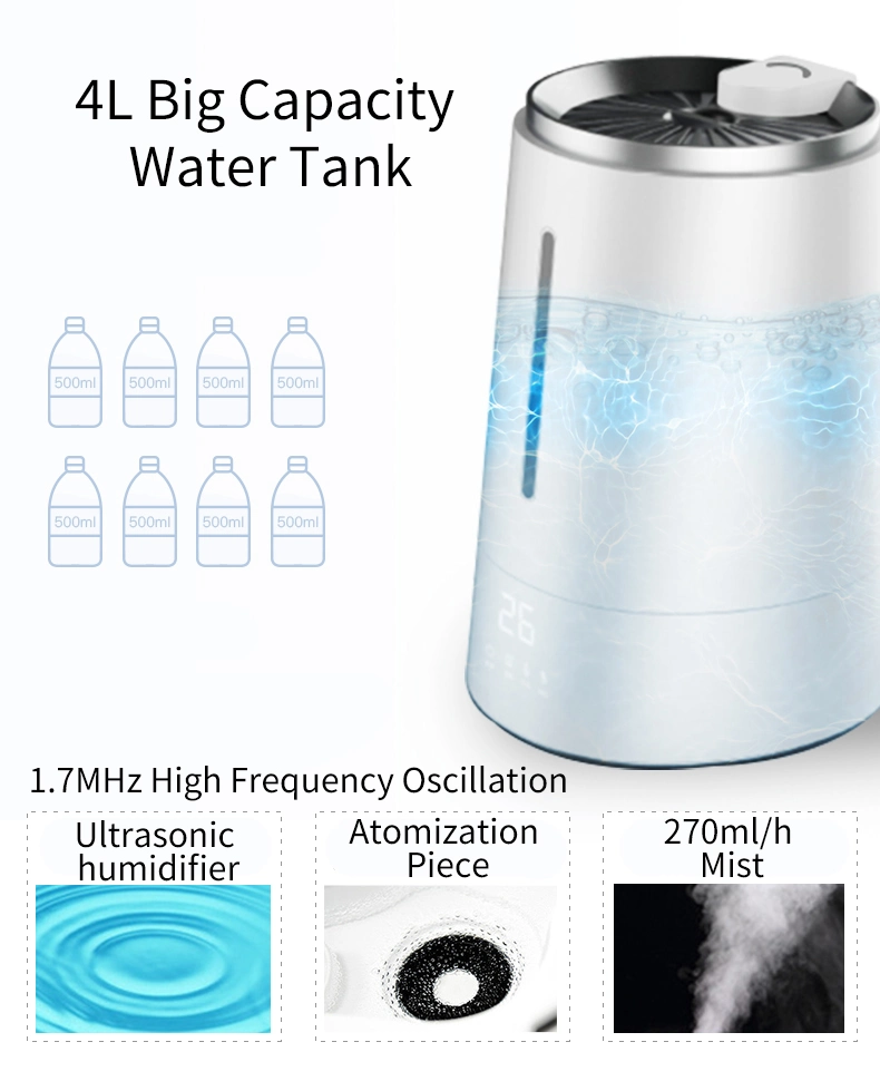 OEM Manufacture Room Humidity Control Cold Mist 4000ml Ultrasonic Humidifier